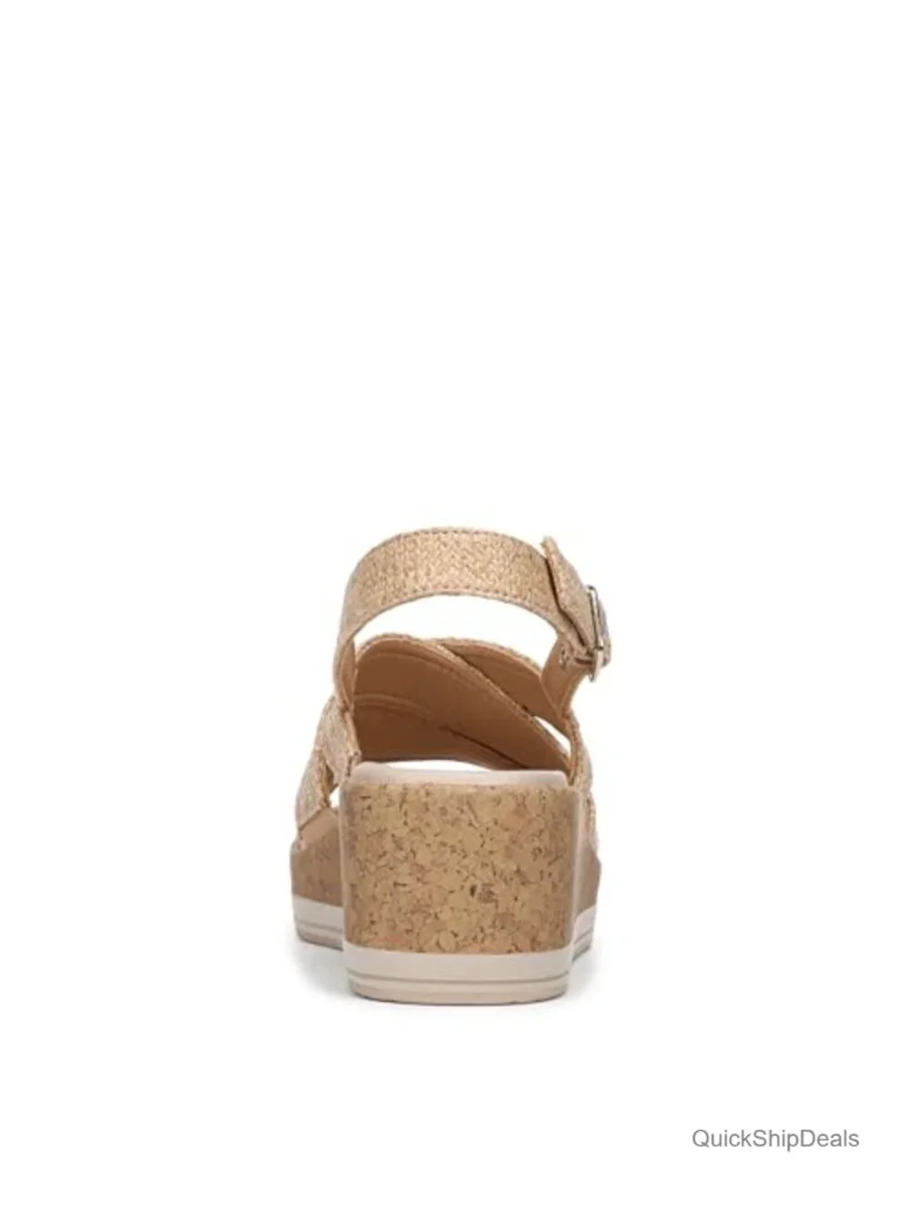 Slingback Wedge Sandals with Stretch Fabric and Buckle Closure